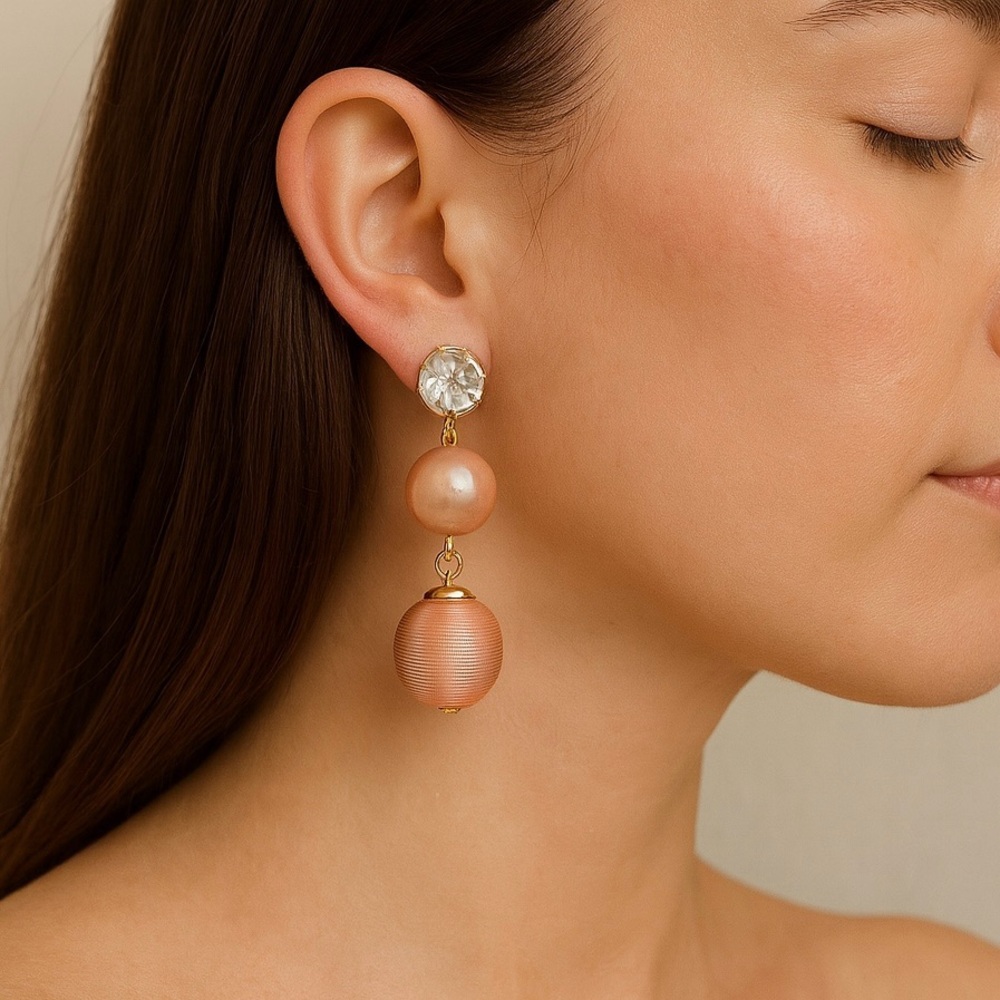 Rachel Parcell Pink Beaded Drop Earrings Brand New
